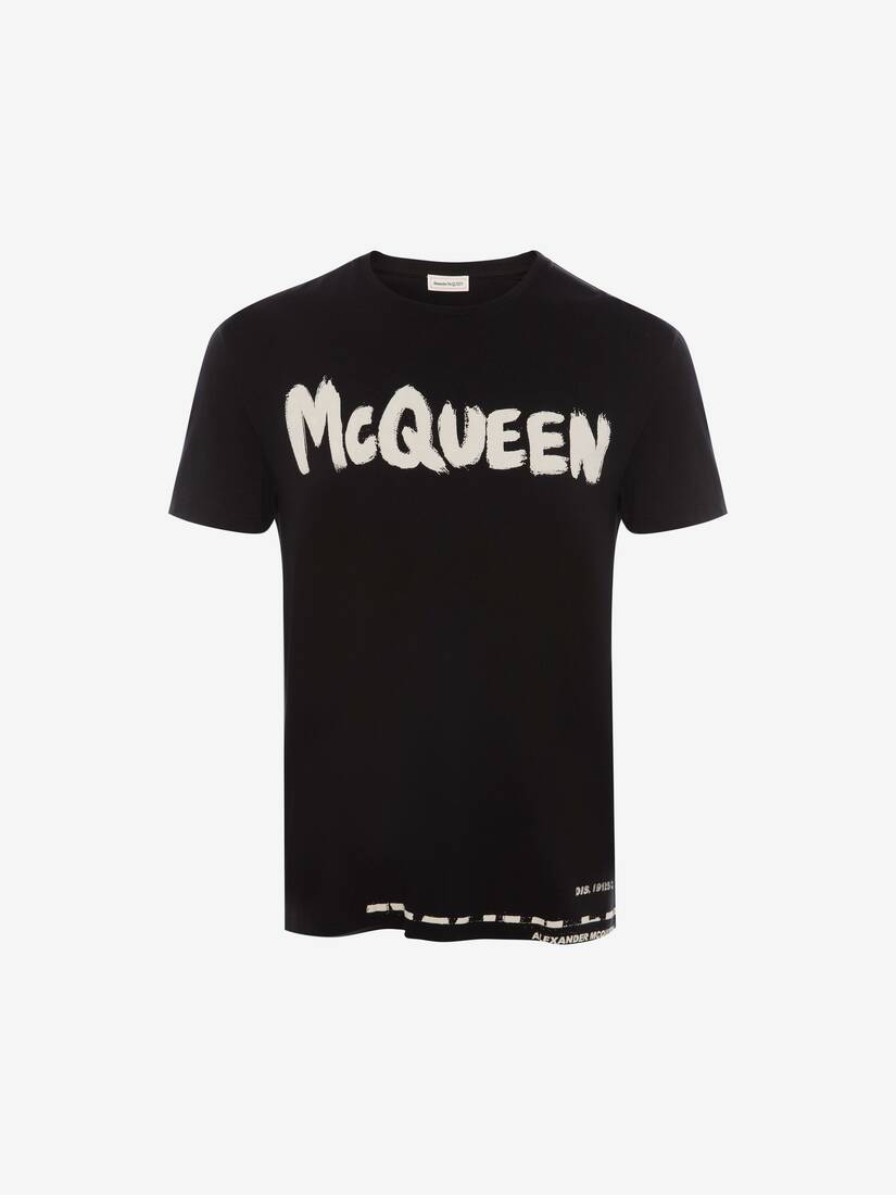 Camisetas Alexander McQueen Graffiti Hombre - Negros - Mexico 705-VDWQGI